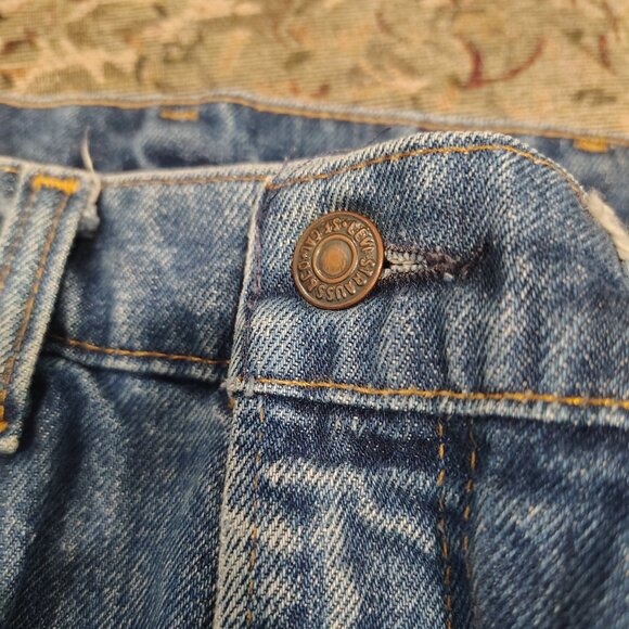 Vintage Orange Tag 70s or 80s , Levi Straus Jeans, 34 Waist 42 Length WORN - Picture 6 of 14